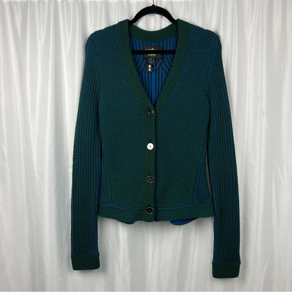 RACHEL ROY Green Blue Chunky Peplum Back Cardigan - Picture 2 of 13
